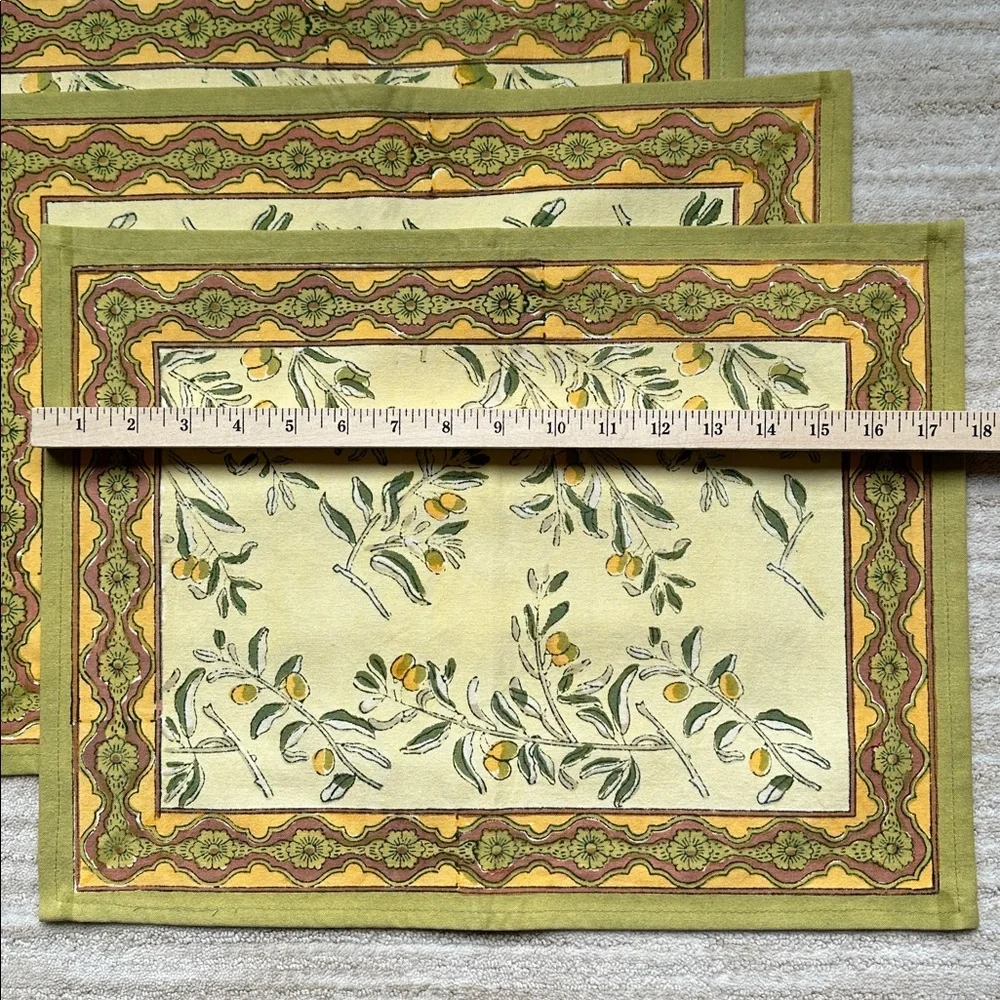 Set of 4 Couleur Nature Olive Tree Placemats Yellow/Green Designed by Bruno Lamy